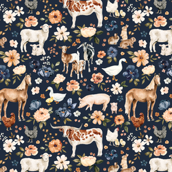 Meadow Farm Animals in Navy