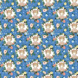 Floral Girl Kangaroo in Bright Blue