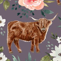 Large Highland Cow in Plum