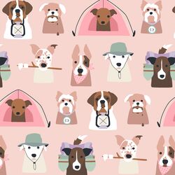 Camping Pups in Muted Pink