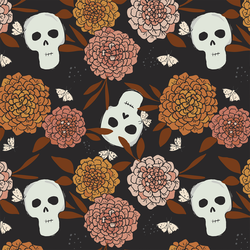 Floral Skulls in Dark Shadow