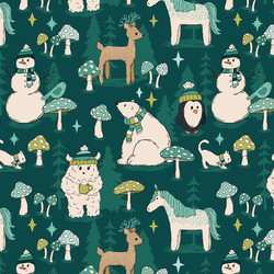 Festive Forest Friends in Teal Shadow