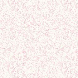 Sketched Blooms in Peony Pink on Cream