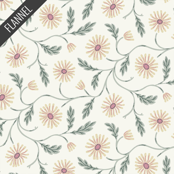 Trailing Floral Flannel in Cream