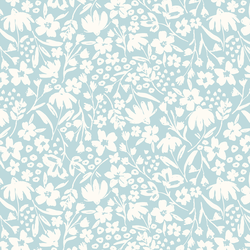Spring Silhouette in Ivory on Airy Blue