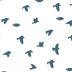 Flock Silhouette in Lake on White