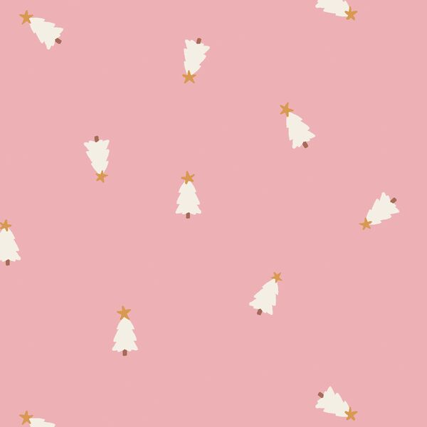 Tiny Tossed Christmas Trees in Candy Pink