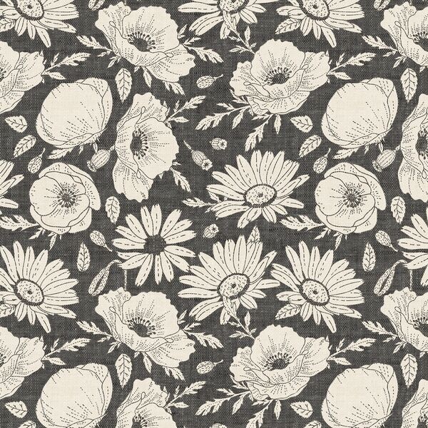 Floral Silhouette in Coal