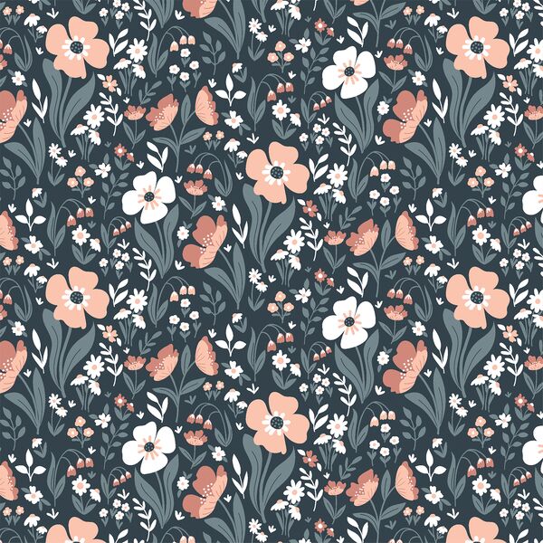 Friendly Floral in Midnight Sky
