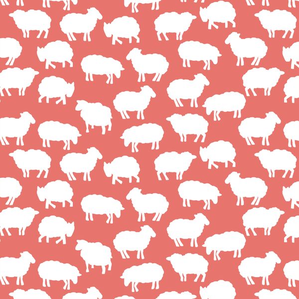Sheep Silhouette in Living Coral