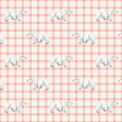 Little Polar Bear in Pink Plaid