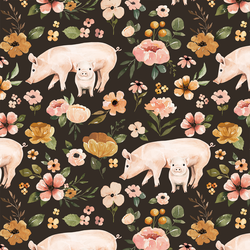 Floral Pigs in Umber