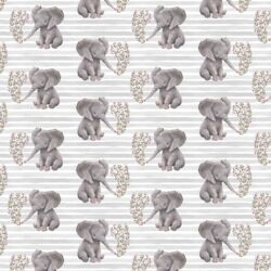 Little Baby Elephant on Stripes in Grey