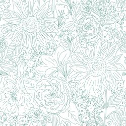 Paperie in Garden Teal on White
