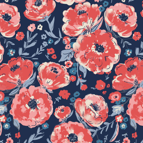 Peonies in Navy