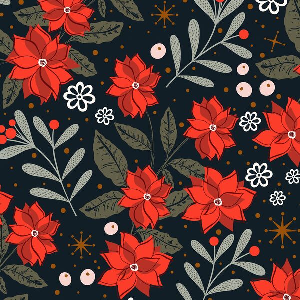 Festive Poinsettia in Midnight