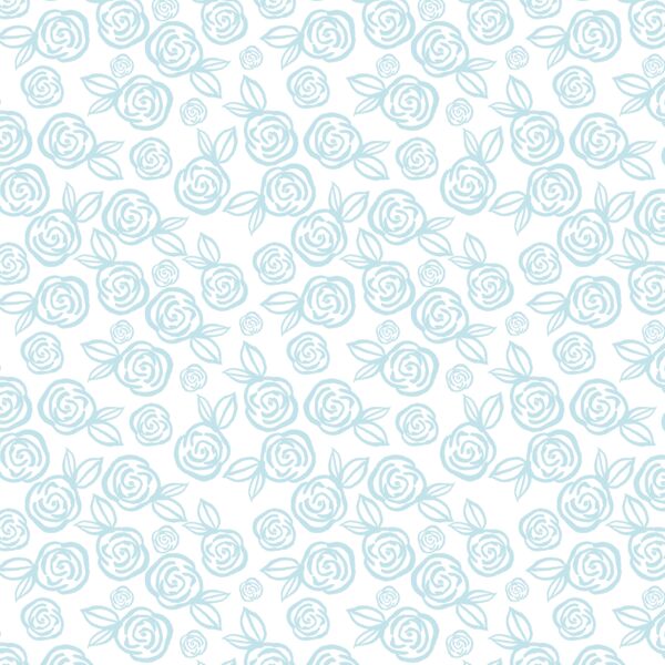 Little Tea Roses in Hydrangea Blue on White