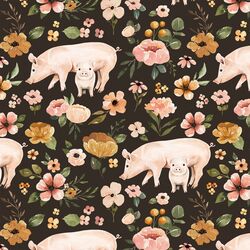Floral Pigs in Umber