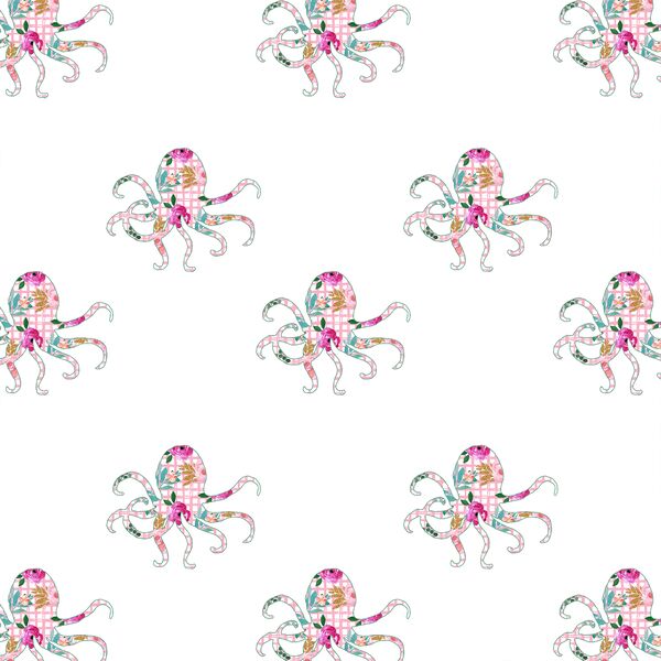 Floral Octopus in Pink