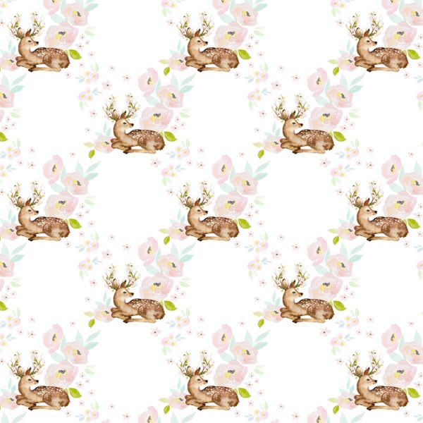 Little Blush Floral Deer in Garden