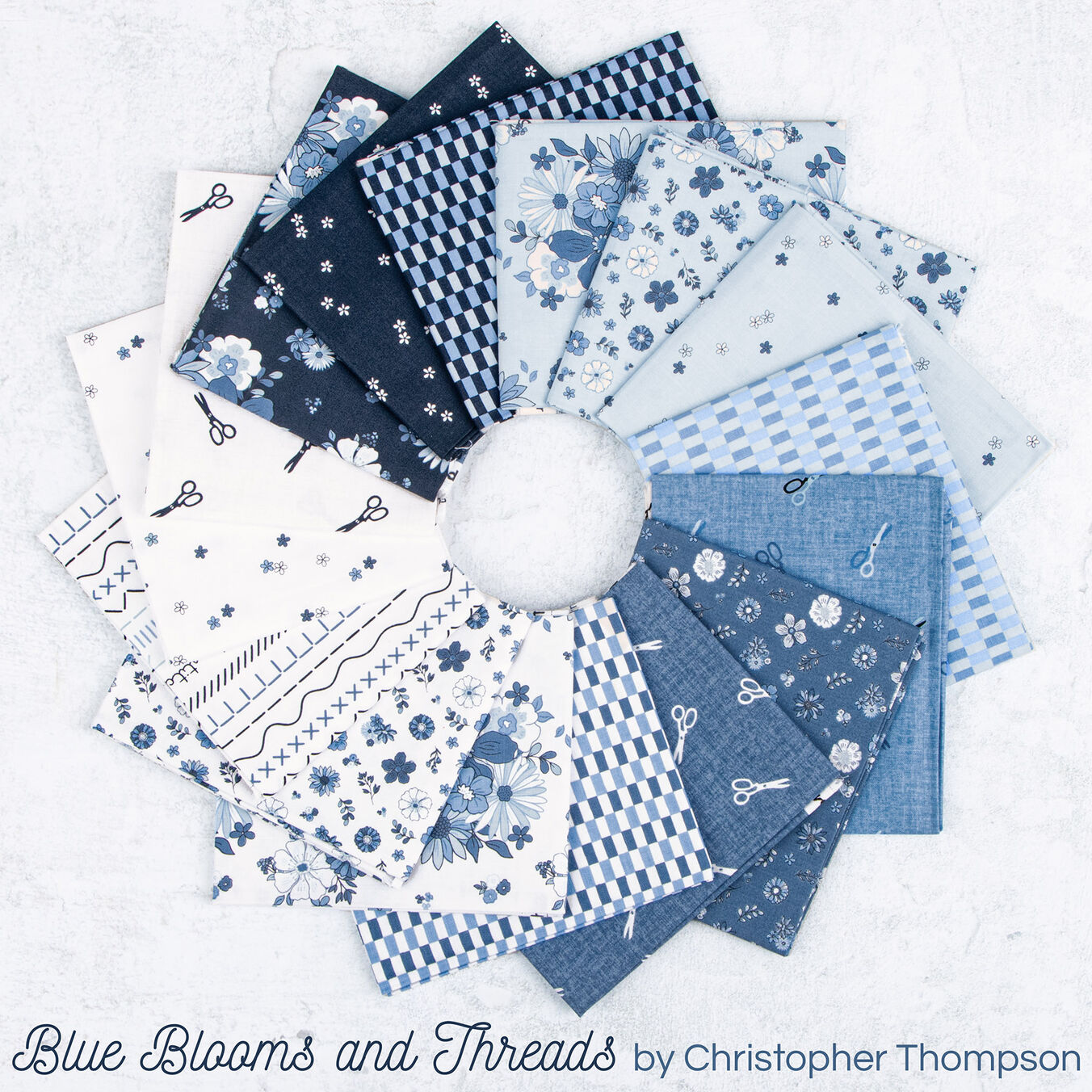Blue Blooms and Threads Poster Image