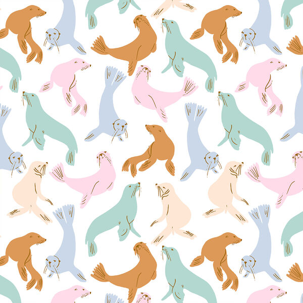 Sea Lions in Pastel