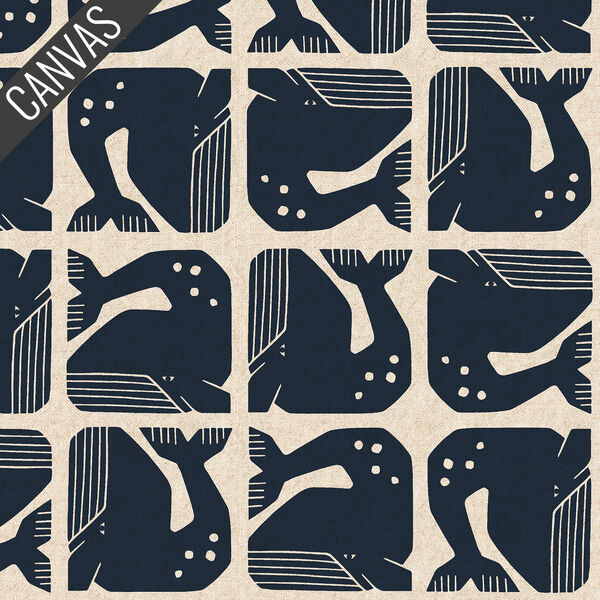 Grumpy Whale Canvas in Navy Unbleached