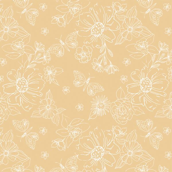 Sketched Florals in Butter Yellow