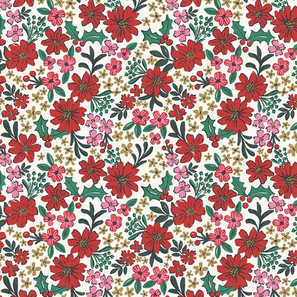 Christmas Floral in Bright Cream