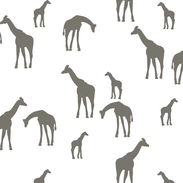 Giraffe Silhouette in Greige on White