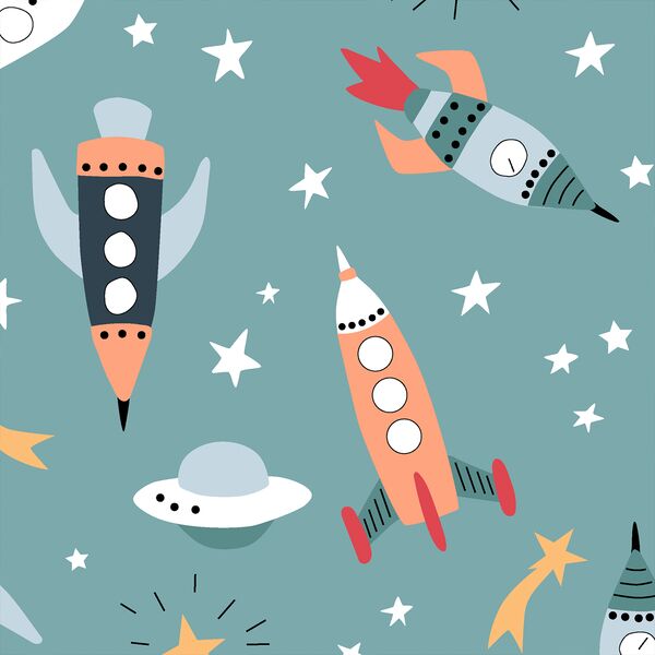 Large Rockets in Aurora Teal