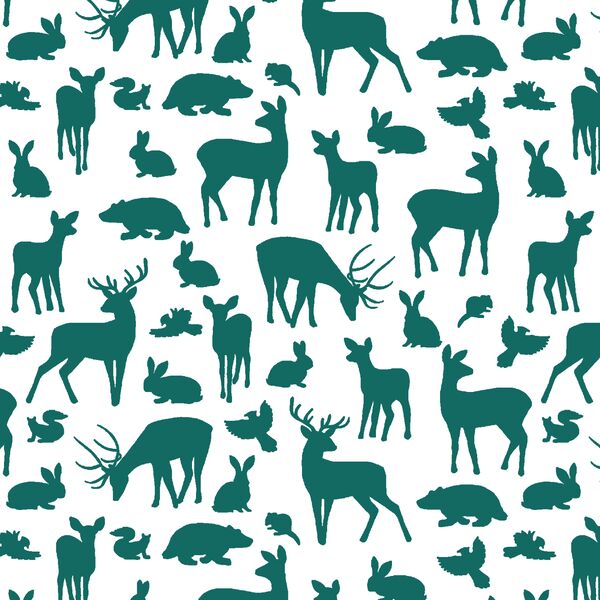 Forest Friends in Emerald on White