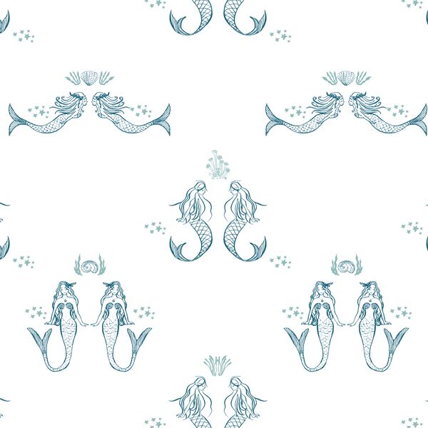 Mermaid Dance in Topaz on White