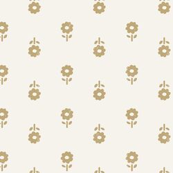 Large Folk Daisy Blockprint in Golden Olive