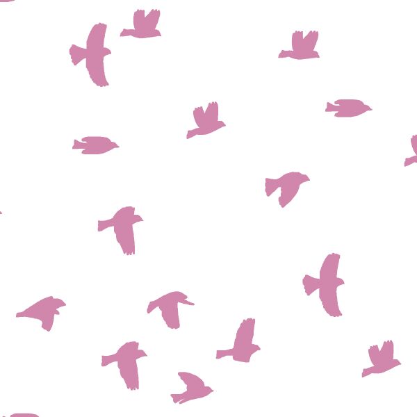 Flock Silhouette in Wisteria on White