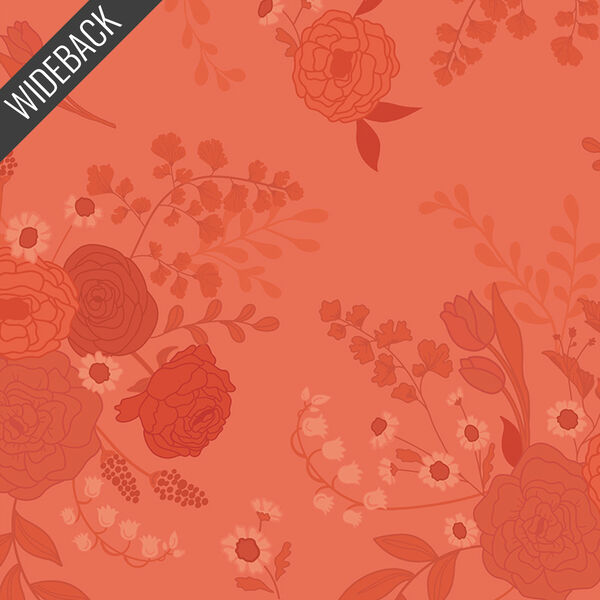 Tonal Floral Wideback in Coral