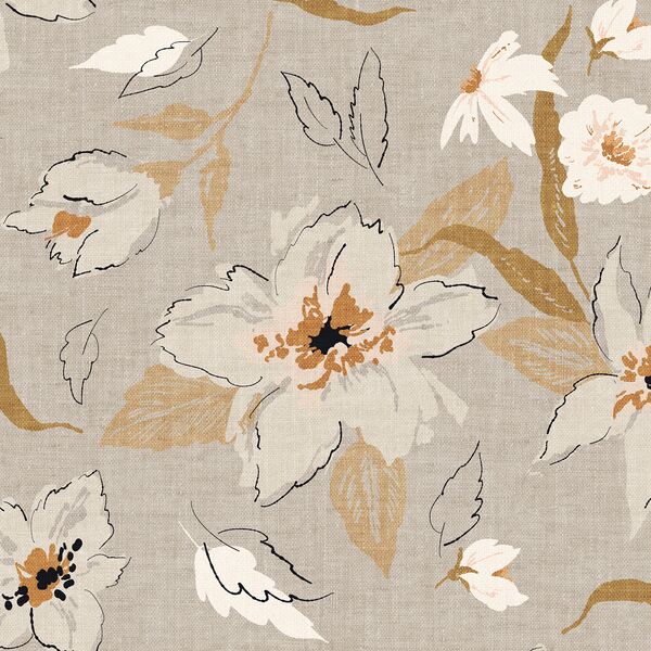 Large Freehand Floral in Dove Grey