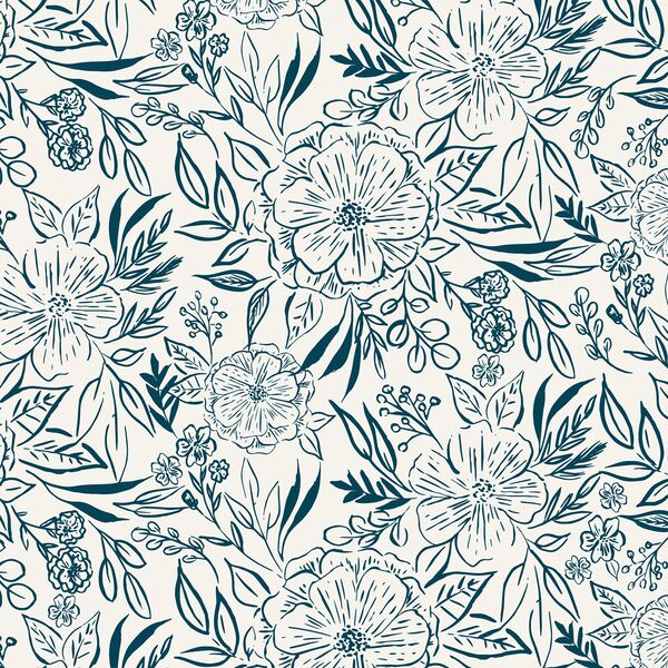 Floral Sketch in Sweet Cream