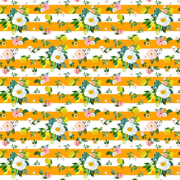 Small Lemon Blossoms in Orange Stripes