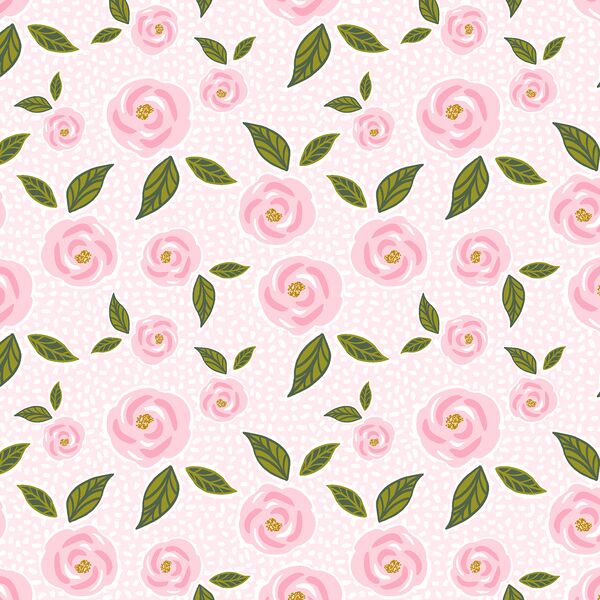 Garden Roses in Pastel Pink Mosaic