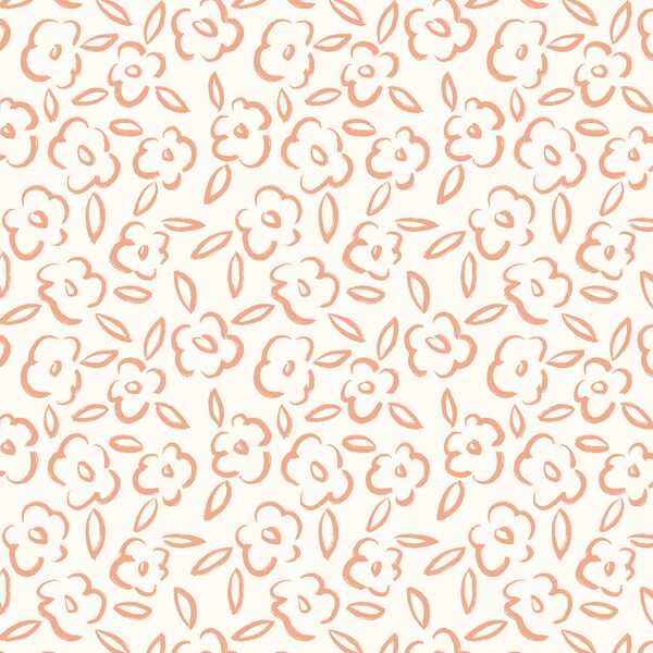 Painted Bloom in Coral Sands on Ivory