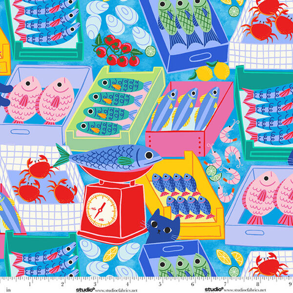 Fish Stand with Fish in Cyan