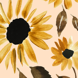 Large Blooming Sunflowers in Glowing