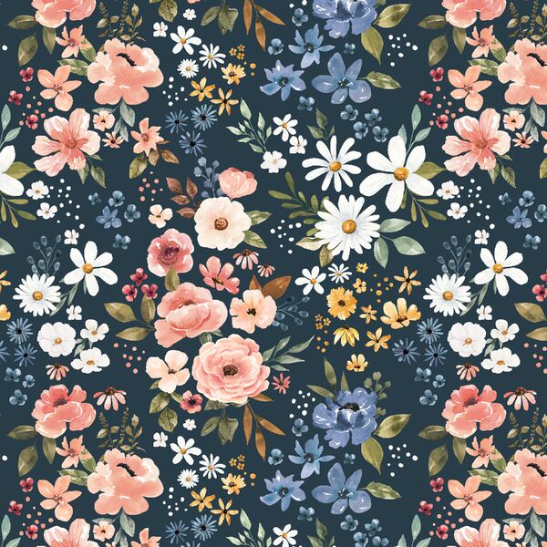 Blooming Travels in Midnight Navy