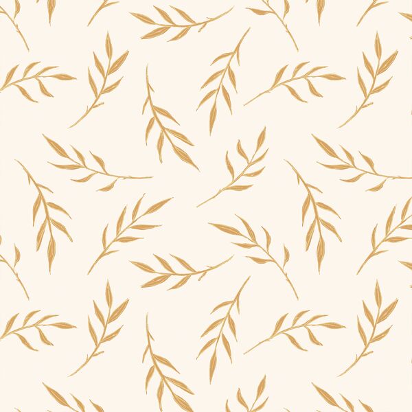 Leaves in Ochre on Cream