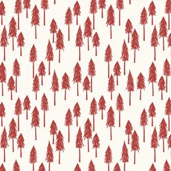 Pine Hill in Red on Cream