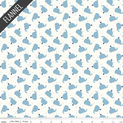 Whales Flannel in White