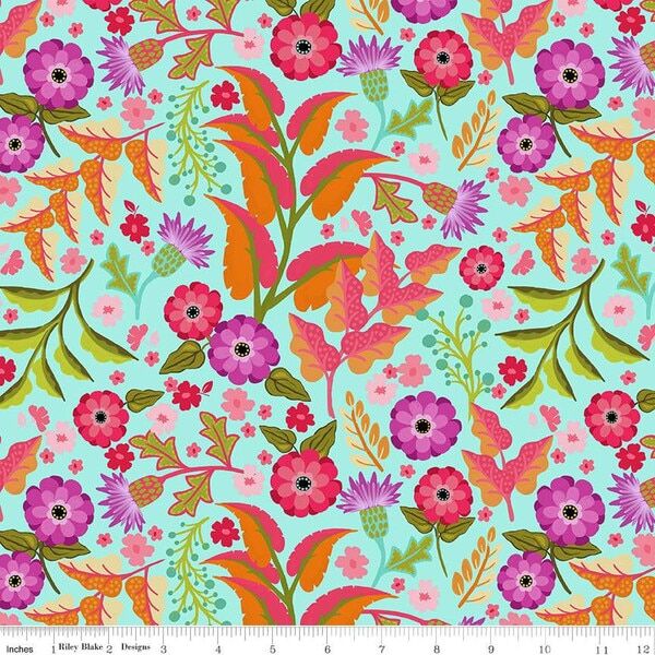 Floral in Aqua