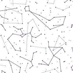 Star Charts in Aubergine on White