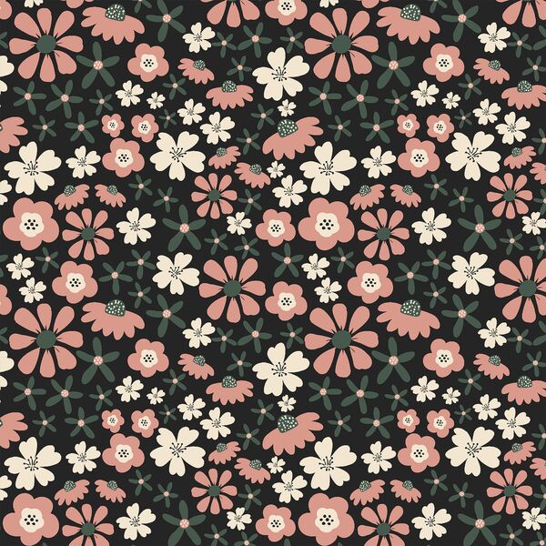 Groovy Autumn Floral in Black